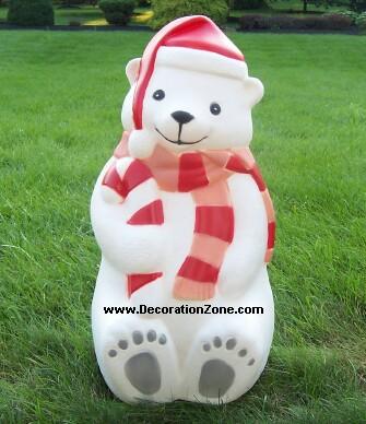 Polar Bear with Candy Cane and Scarf