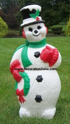 Snowman with Wreath and Green Scarf