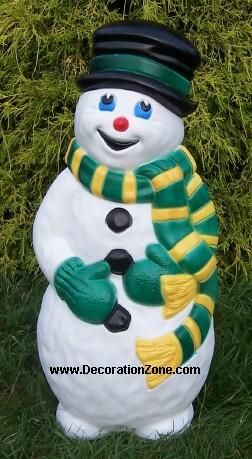 Snowman with Yellow and Green Scarf