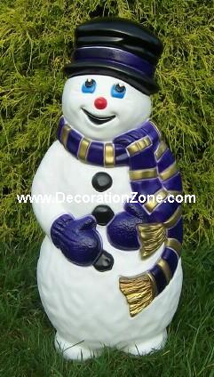 Snowman with Purple and Gold Scarf