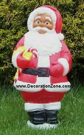 African American Santa with Candy Cane and Yellow Bow