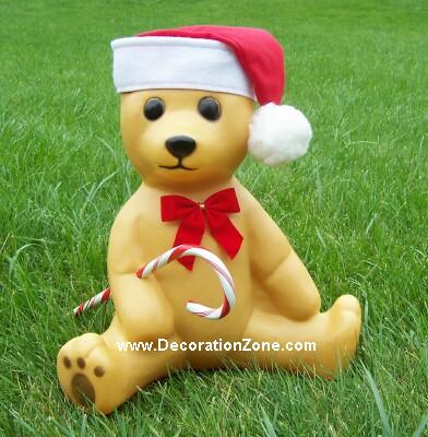 Sitting Brown Teddy Bear with Cane and Hat