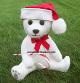 Sitting White Teddy Bear with Cane and Hat