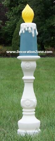 Victorian Blue Candle with White Base