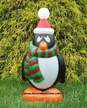 Penguin Wearing a Green and Red Scarf