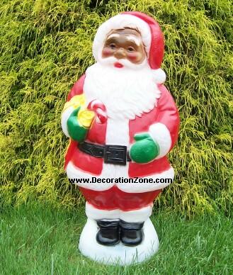 African American Santa with Candy Cane and Yellow Bow