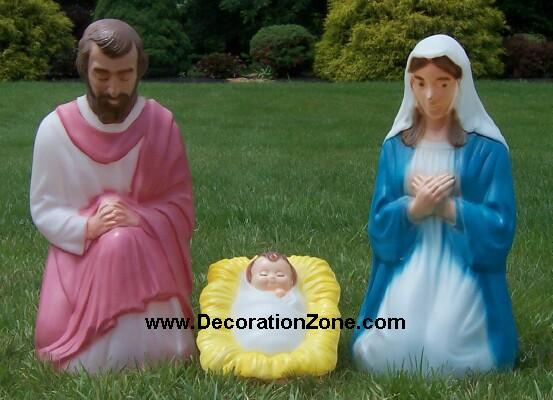 3 piece Painted Nativity Scene Set