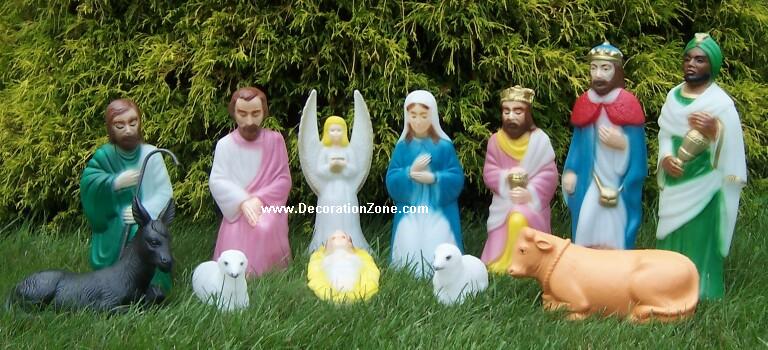 12 piece Small Painted Nativity Scene Set