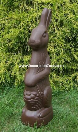 Brown Easter Bunny with Basket of Eggs