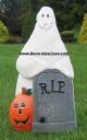 Ghost with Tombstone and Pumpkin