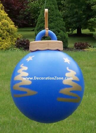 Lighted Christmas Ball - Blue with Tree Design