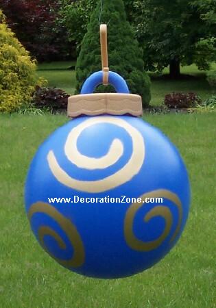 Lighted Christmas Ball - Blue with Swirl Design