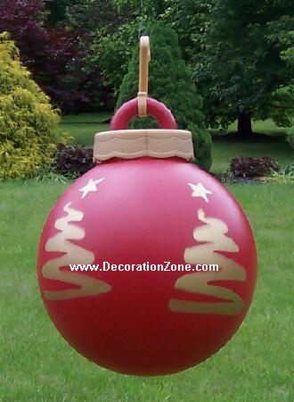 Lighted Christmas Ball -  Red with Tree Design