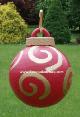 Lighted Christmas Ball -  Red with Swirl Design