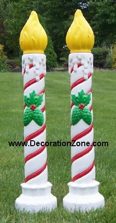 White Candles with Green Pinecones {Set of 2}