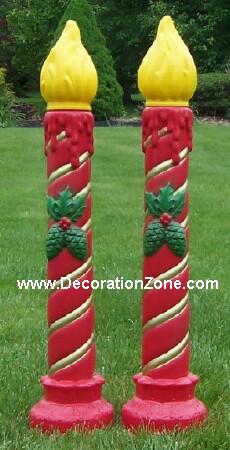 Red Candles with Green Pinecones {Set of 2}