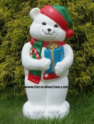 Teddy Bear with Gift - White with Red and Green Scarf