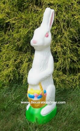 White Easter  Bunny with Basket of Eggs