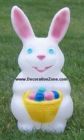 Easter Bunny Holding Basket of Five Eggs